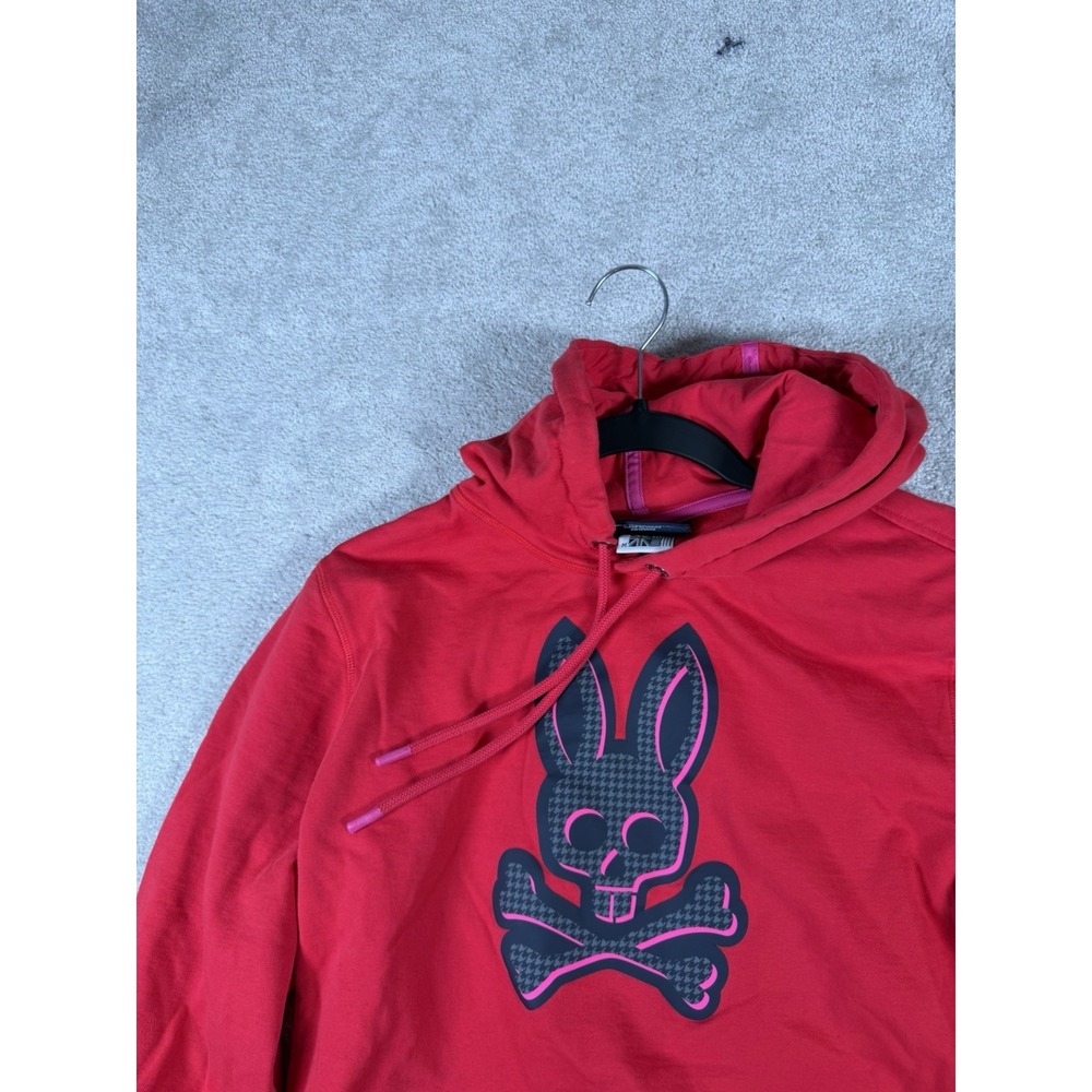 Psycho Bunny Mens M Hoodie Neon Bunny Skull Logo Hooded Sweatshirt *side Slits* - Picture 13 of 13